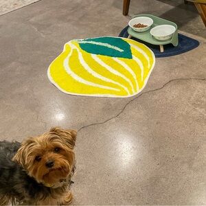 Room Essentials Yellow and Teal Lemon Bath Mat